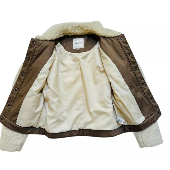 Madewell Womens Portland Sherpa Cream Ivory Fleece Button Down Jacket Sz XS - Picture 7 of 9
